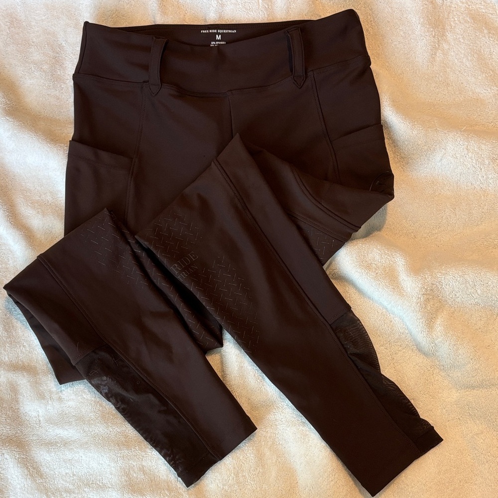Free Ride Equestrian Brown full seat pull on riding tights